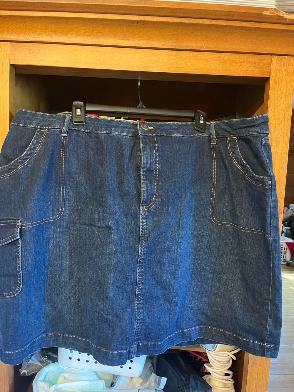 croft & barrow Navy Denim Skort with Contrast Stitching 22W